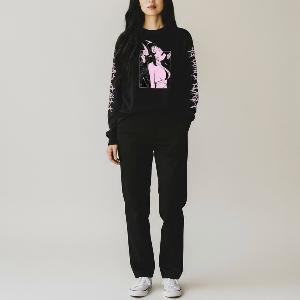Lewd Complex Sububus V2 Long Sleeve T-Shirt Black Pink Size Small Unisex Anime